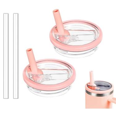 Imagem de 2 pacotes de substituição de tampa de canudo flip de 850 g compatível com Stanley Quencher, substituição de tampa à prova de vazamento para Stanley H2.0 FlowState Tumbler Stanley H2.0 FlowState,