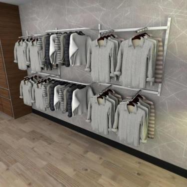 Imagem de Arara de roupas closet quarto com 18 peças cremalheira 300x100 cm cor 