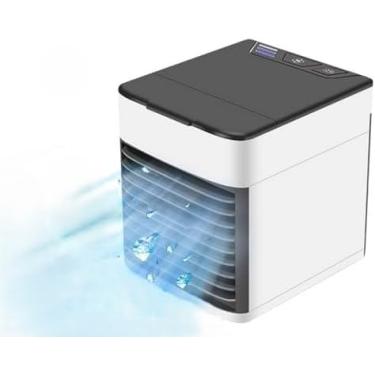 Imagem de Mini Climatizador Portátil 3 em 1 – Climatizador, Ventilador e Umidificador de Ar | 3 Velocidades, Silencioso e Econômico | Tanque de 350ml para até 8h de Resfriamento – Ideal para Uso Pessoal!