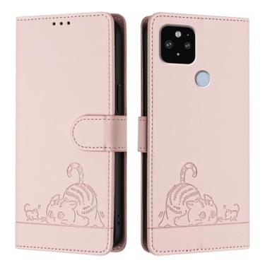 Imagem de Capa para Google Pixel 5 XL Capa com Gato Padrão PU Couro Flip Carteira Capa para Google Pixel 5 XL Capa para Mulheres Homens à Prova de Choque Capinha Compatível com Google Pixel 5 XL Case (2)