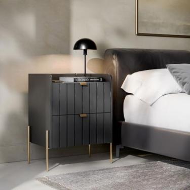 Imagem de Mesa de Cabeceira Venus 45 (Grafite/Dourado)