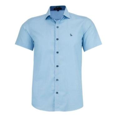 Imagem de Camisa Social Amil Masculina Manga Curta Tecido Misto 1741, Azul bebê,