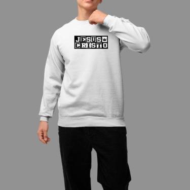 Imagem de Moletom Gola Careca Basico Masculino Casual Moda Religioso Inverno Blu