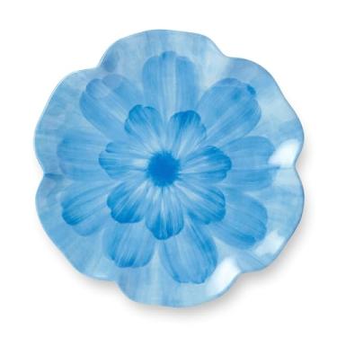 Imagem de Certified International Pratos de salada florais 3D de melamina azul silvestre, conjunto de 4, 22 cm, ideal para saladas frescas, aperitivos ou sobremesas, perfeito para brunch, piqueniques e jantares