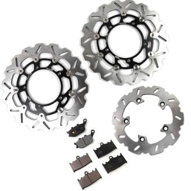 Imagem de Discos e pastilhas de disco de freio dianteiros e traseiros flutuantes compatíveis com Suzuki BANDIT GSF 1250 S ABS 2012-2015, GSX1250FA 2010-2015, GSX650F Non-ABS 2008-2012, acessórios de motocicleta