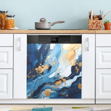 Imagem de Tampa magnética para máquina de lavar louça JIPONI Blue Gold Marble 58