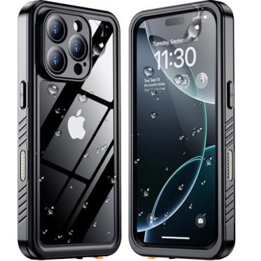 Imagem de Justcool Capa à prova d'água para iPhone 16 Pro, embutida [tela + protetor de lente da câmera][IP68 debaixo d'água] [proteção de grau mil-grade de 30,5 m] Proteção total resistente à prova de choque
