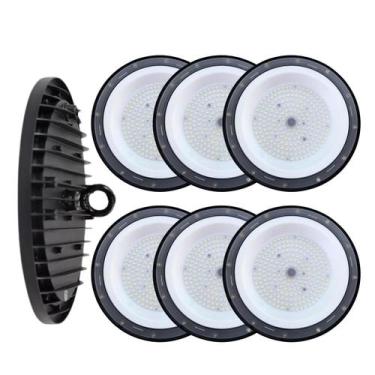 Imagem de Kit 6 Luminárias Industrial Ufo Led 200w para Galpão Branco Frio 6500k