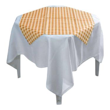 Imagem de Toalha De Mesa Xadrez Laranja Tnt 70cm X 70cm - 5 Unidades