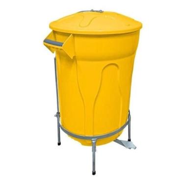 Imagem de Lixeira Redonda 100L Amarela + Pedal De Aço Desmontável Jsn
