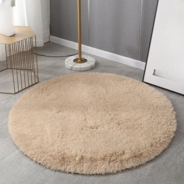 Imagem de 100/120/140/160 Tapete Redondo Fofo Macio Tapetes de Área para Crianças Meninas Quarto Pelúcia Tapete Felpudo Bonito Círculo Decoração de Quarto, camelo, 1, Diâmetro 100CM