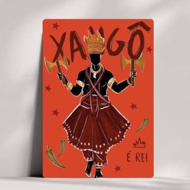 Imagem de Coleção 18 Quadros Decorativos Orixás Giz - Oxum, Oxóssi, Ogum, Iemanjá, Oxalá e Xangô... Umbanda - 20x14cm (Xangô)