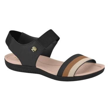 Imagem de Sandália Modare Feminina Conforto Tiras Elástico Preta Camel