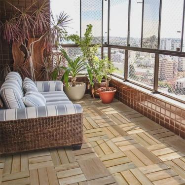Imagem de Kit 16 Unidades Decks de Madeira Modular 30x30 Cm Sacada e Varanda Madeira de Eucalipto