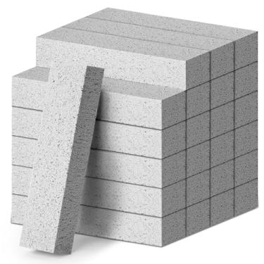 Imagem de BukSuk Pacote com 24 pedra-pomes, pedra-pomes cinza para limpeza de vaso sanitário, varal de limpeza para limpar vaso sanitário, banheiro, pia de cozinha, churrasqueira (cinza)