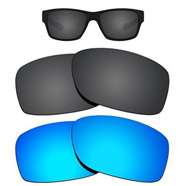 Imagem de Kygear Lentes de reposição polarizadas de 12 mm, à prova de brilho, antidesbotamento para óculos de sol Oakley Jupiter Squared (preto e azul)