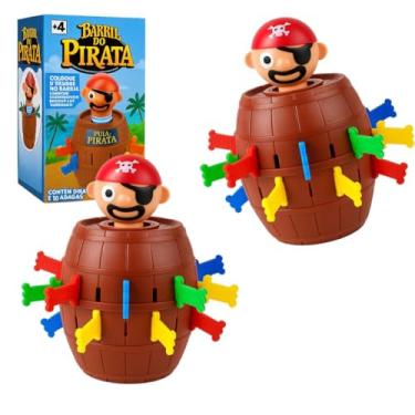 Imagem de Jogo Barril Pirata Pula Pula com 16 Adagas Coloridas – Kit com 2 Unidades – Brinquedo Educativo e Divertido para Crianças e Família – Tamanho Médio 13x9cm