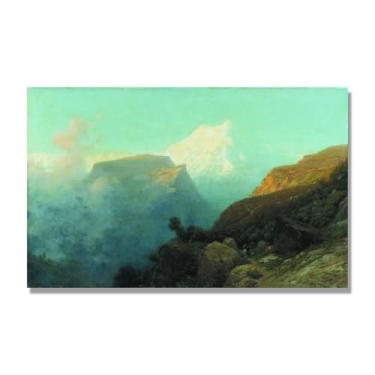 Imagem de Impressões em tela famosas. "Fog in the Mountains" de Lev Lagorio, reproduções de arte clássicas, decoração de parede moderna para sala de estar e escritório. 40 x 65 cm-15,7 x 25,6 pol. sem moldura