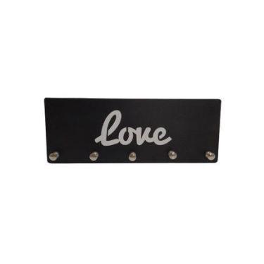 Imagem de Porta Chaves Família /Fé/ Gratidão /Amor /Love /Home em MDF 6mm Preto-