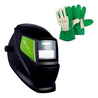 Imagem de Kit Máscara de Solda Com Escurecimento Automático MSN1200 + Luva de Raspa Vaqueta Cano Curto Multiuso NEVVO