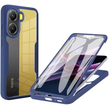 Imagem de Fofvccv Capa transparente para Xiaomi Poco X7 Pro com protetor de tela, capa protetora de corpo inteiro TPU macio resistente à prova de choque para Xiaomi Poco X7 Pro/Redmi Turbo 4-QB azul