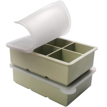 Imagem de Bandeja de silicone para freezer de 1/2 xícara com tampa – 2 moldes de silicone para freezer para preparação de refeições e congelamento de vários molhos e outros pratos, faz com que 12 porções