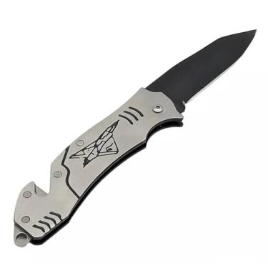 Imagem de Canivete Multiuso Aço Inox Retrátil Dobrável Portátil 17cm - Cinza