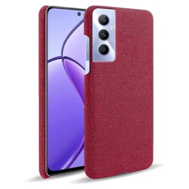 Imagem de Capa para OPPO Realme C65 4G,Capa desenhada em lona,Case Protetora Ultrafina com Empunhadura Macia,Design em Tecido Antichoque e Antiarranhões-Red