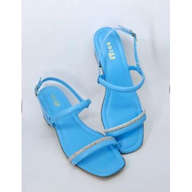 Imagem de Sandália Feminina Detalhe em Brilho Salto Confortável Bloco - Rozes Sh