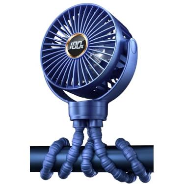 Imagem de Ventilador portátil de carrinho de bebê, mini ventilador de bebê, tela de LED, tripé flexível de rotação de 360°, recarregável pequeno ventilador de mão pessoal ventilador de mesa de resfriamento para