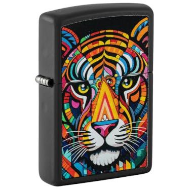 Imagem de Zippo Isqueiro de bolso preto fosco com design de listras de tigre