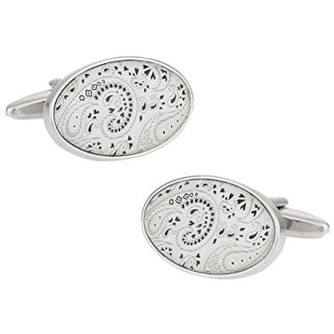 Imagem de Abotoaduras Cuff-Daddy Paisley em Minty White Cuff Links com caixa de apresentação