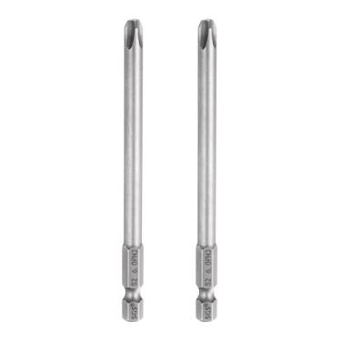 Imagem de HARFINGTON 2 peças de chave de fenda Phillips número 3 PH3 haste sextavada de 1/10.2 cm (100 mm) de comprimento, haste de 0,6 cm, chave de fenda industrial de aço S2 para ferramentas elétricas, cinza
