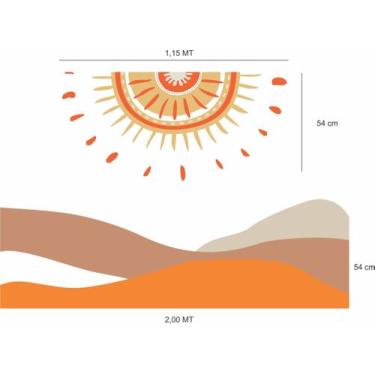 Imagem de Adesivo De Parede Sol E Montanhas Boho - Colakoala Adesivos