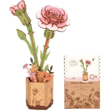 Imagem de Kit de artesanato ROBOTIME 3D Flower Puzzle Pink Cravo para Adulto