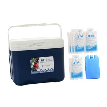 Imagem de simhoa Caixa térmica, refrigerador isolado, com alça, estojo de armazenamento refrigerado com bolsa de gelo para churrasco, bebida esportiva, quintal, praia, Azul