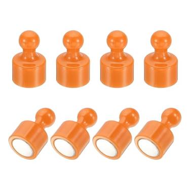 Imagem de PATIKIL 8 peças de pinos de ímãs, 0,8 x 0,5 ímãs fortes de geladeira quadro branco magnético tachinhas decorativas para geladeira Locker calendário escritório, laranja