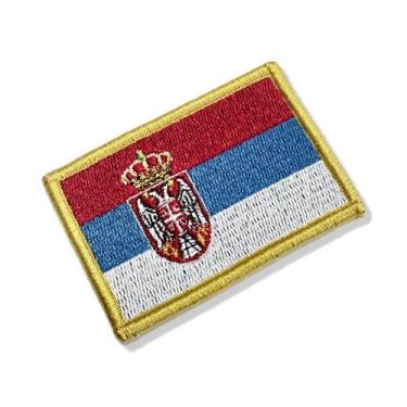 Imagem de BP0425-001 Bandeira Sérvia Patch Bordado 5,7x3,8cm - BR44