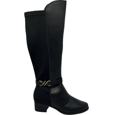 Imagem de Bota Feminina Casual Dia a Dia Passeio Cano Alto Maleável Salto Médio Bico Redondo Moleca 5346.105