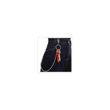 Imagem de ANGLEQUEEN Corrente punk em camadas para homens e mulheres carteira de caveira corrente pérola manga jeans corrente bolso correntes gótico chaveiro para calças, Large, Metal, Sem Pedra Preciosa