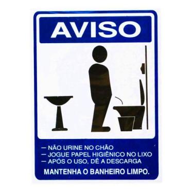 Imagem de Placa Plástica Sinalização Mantenha Banheiro Limpo Masculino - Evolver