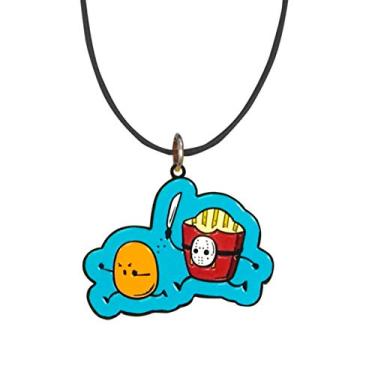 Imagem de Hat Shark French Fried Jason Paródia engraçada de filme de terror - Colar com pingente de metal esmaltado 49,5 cm com cordão preto
