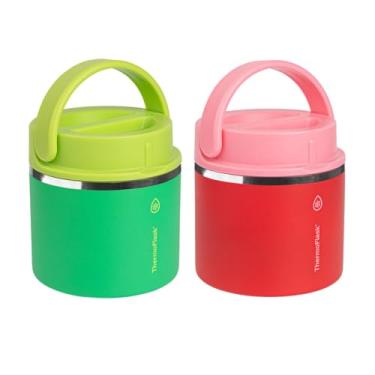 Imagem de Thermoflask Pote Térmico Para Alimentos De 20 Oz Com Parede Dupla, Pacote 2, Framboesa E Rosa Doce/Trevo Limão