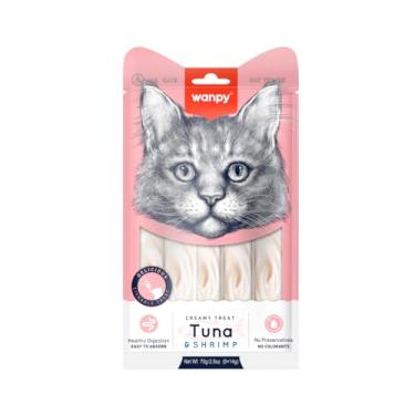 Imagem de Petisco Wanpy Truly Creamy para Gatos – 5 tubos de 14g (5 Unidades, Atum e Camarão)