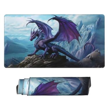 Imagem de Dragão com asas abertas mouse pad grande para jogos, teclado de operação confortável (3 mm de espessura) adequado para gamers, escritório, casa (40 x 74 cm)