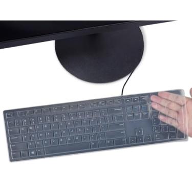 Imagem de Capa de teclado compatível com teclado USB com fio Amazon Basics com teclas de perfil baixo, layout QWERTY dos EUA, transparente