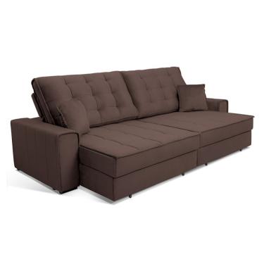 Imagem de Sofá 5 Lugares Retrátil e Reclinável Splendore Veludo Café