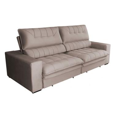 Imagem de Sofá 4 Lugares Retrátil e Reclinável Mustang Veludo Castanho 250 cm