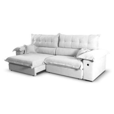 Imagem de Sofá 3 Lugares Retrátil e Reclinável com USB Absoluto Linho Off White