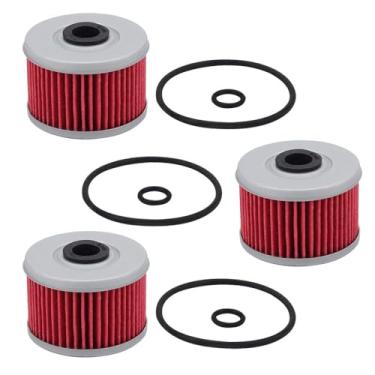 Imagem de Filtro de óleo Tvent HF113 com tampa O-Rings de substituição para Honda TRX250 CBF250 TRX400X TRX350 TRX400FW TRX420FPM TRX300X ATC350X TRX300EX RX350TM (pacote com 3)